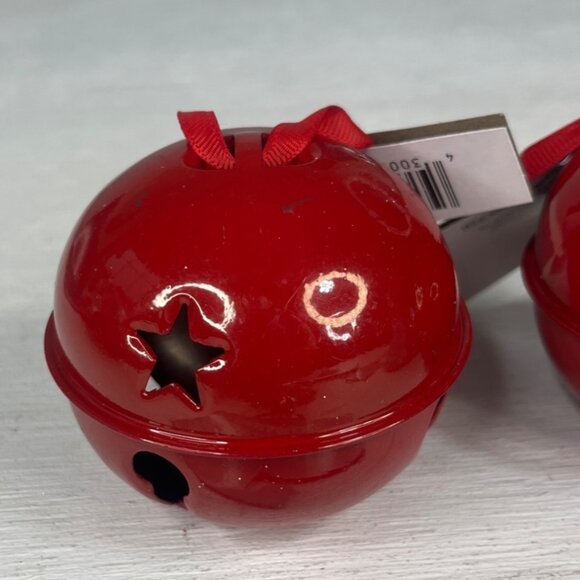 Holiday Style Christmas Ornaments Set Of 6 Bells Leaves Trees New Silver Red - Picture 3 of 8